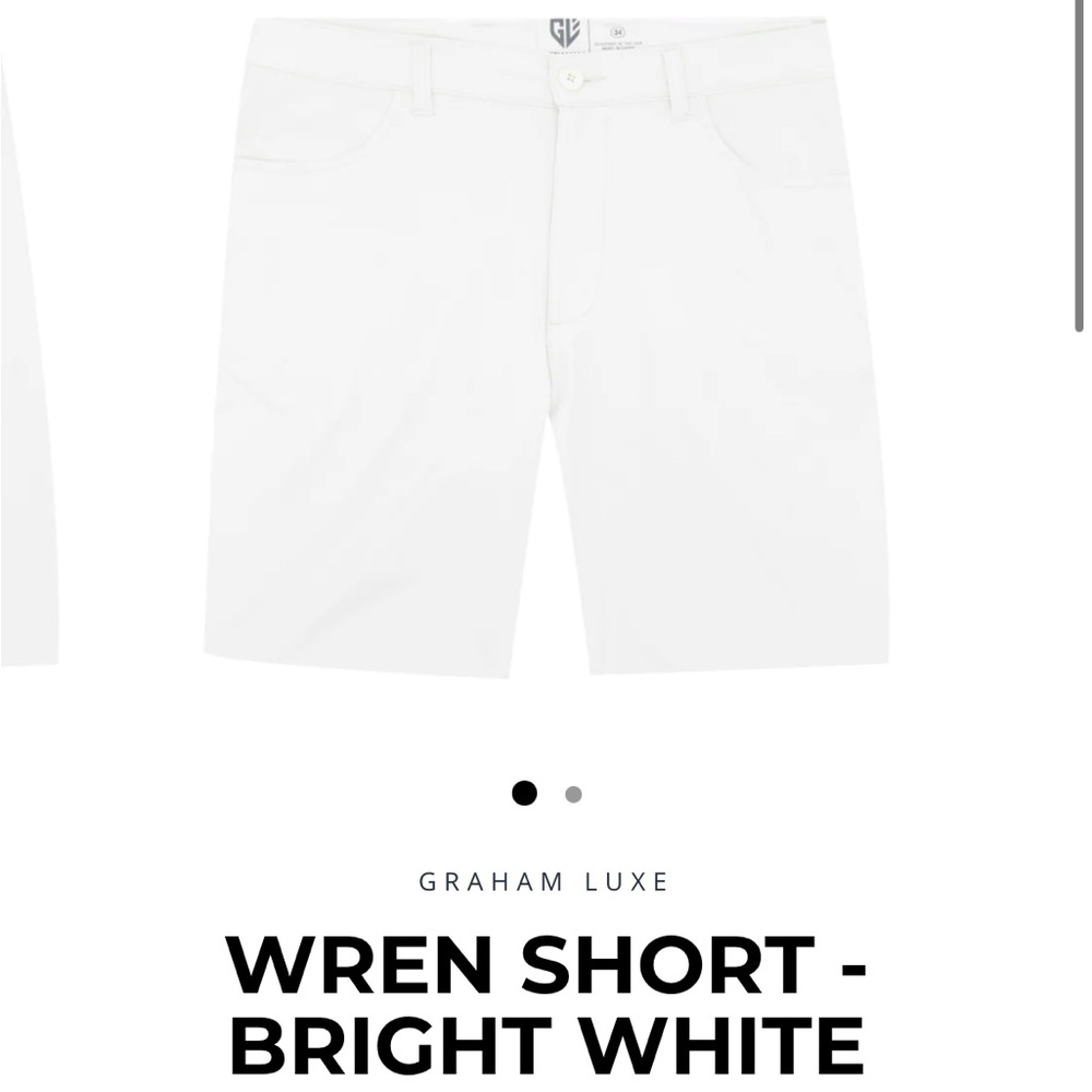 Graham Luxe Bright White Men’s Golf Shorts NWT